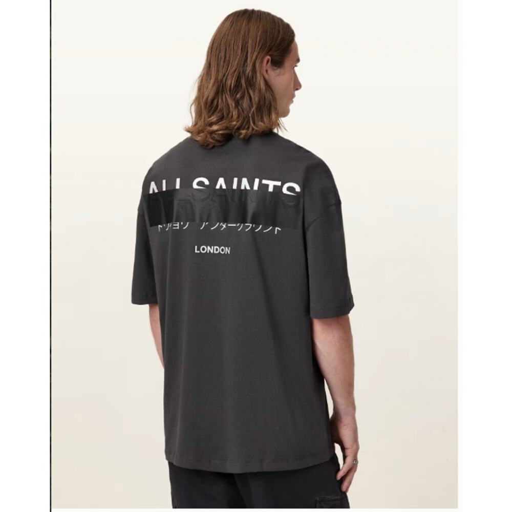 ALLSAINTS Redact Oversized Embroidered Logo T-Shirt Small
